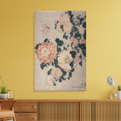 Chrysanthema (kleurenhoutblok) canvas afdruk (Insitu (Woonkamer))
