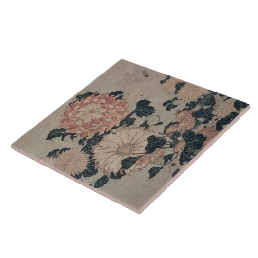 Chrysanthema (kleurenhoutblok) tegeltje (Zijkant)