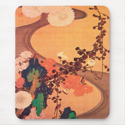 Chrysanthema met gesteente (1760) muismat (Voorkant)