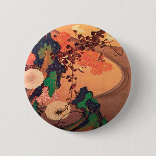 Chrysanthema met gesteente (1760) ronde button 5,7 cm