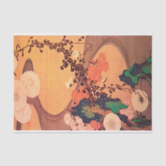 Chrysanthema met gesteente (1760) tissuepapier (Voorkant)