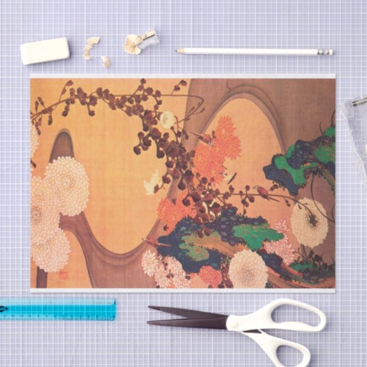 Chrysanthema met gesteente (1760) tissuepapier (Craft)