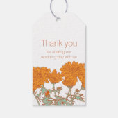 Chrysanthema oranje labels met florale cadeaus cadeaulabel (Achterkant)