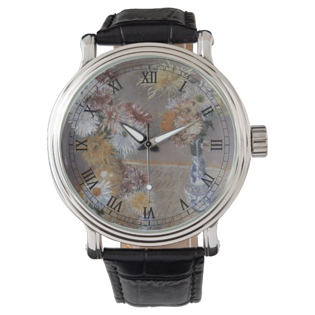 Chrysanthema van Gustave Caillebotte Horloge (Voorkant)