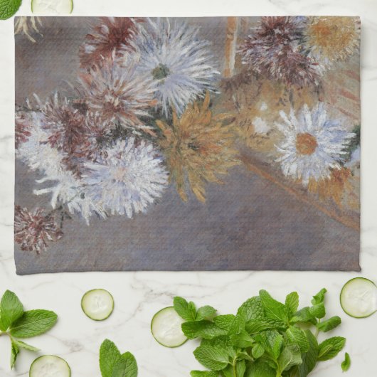 Chrysanthema van Gustave Caillebotte Theedoek (Gevouwen)
