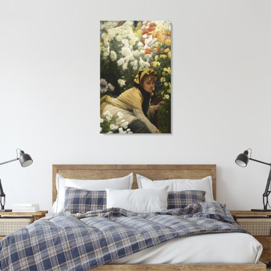 Chrysanthema van James Tissot Fine Art Canvas Afdruk (Insitu (Slaapkamer))