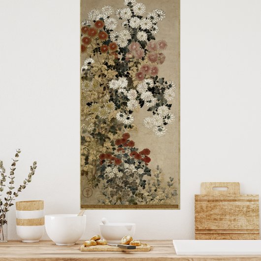 Chrysanthema van meester I-nen Seal Poster (Keuken)