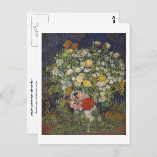 Chrysanthema's en wilde bloemen van Gogh Fine Art Briefkaart (Voorkant / Achterkant)