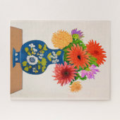 Chrysanthema's in een Blauwe Chinese Vase Legpuzzel (Horizontaal)
