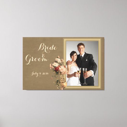 Chrysanthema's in een Bottle Wedding Keepomwille C Canvas Afdruk (Voorkant)