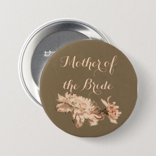 Chrysanthema's in een flessenmoeder van de Bride Ronde Button 7,6 Cm (Voorkant /achterkant)