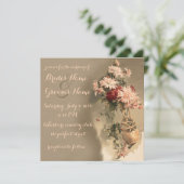 Chrysanthema's in een uitnodiging voor een bottelb (Staand voorkant)