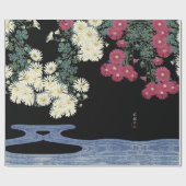 Chrysanthema's, stromend water, Japanse Floral Cadeaupapier (Vlak)
