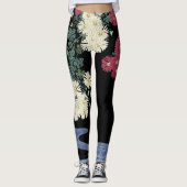 Chrysanthema's, stromend water, Japanse Floral Leggings (Voorkant)