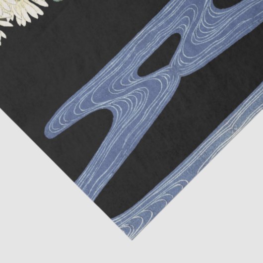 Chrysanthema's, stromend water, Japanse Floral Tissuepapier (Detail)