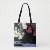 Chrysanthema's, stromend water, Japanse Floral Tote Bag (Voorkant)