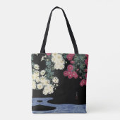 Chrysanthema's, stromend water, Japanse Floral Tote Bag (Achterkant)