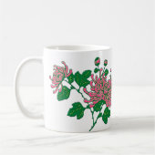 Chrysanthema's van de Chinese spin in koraalroze Koffiemok (Links)