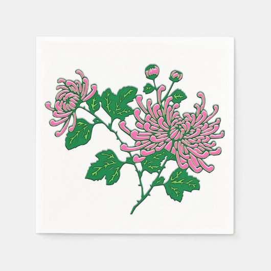 Chrysanthema's - zacht roze servet (Voorkant)