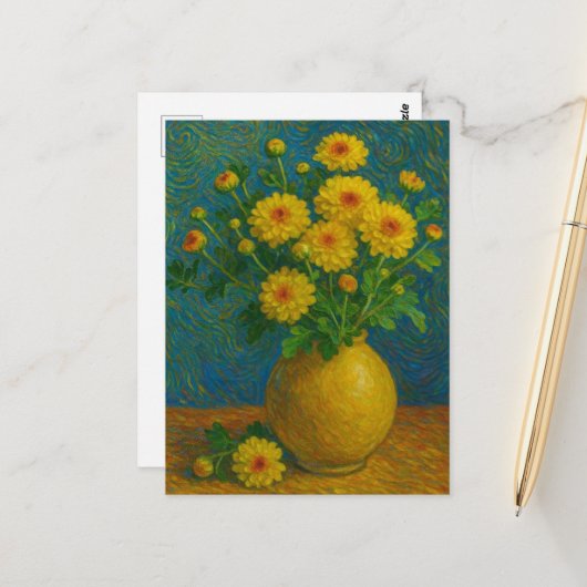 Chrysanthemum Ansichtkaart Briefkaart (Voorkant / Achterkant in situ)