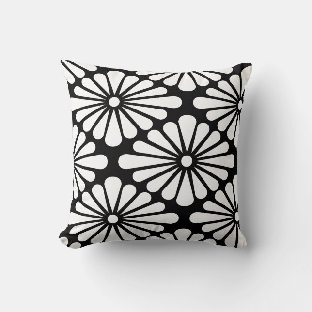 Chrysanthemum [black] - Japanese Pattern Kussen (Voorkant)