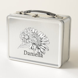 Chrysanthemum Black Line Drawing with Your Name 