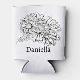 Chrysanthemum Black Line Drawing with Your Name  Blikjeskoeler