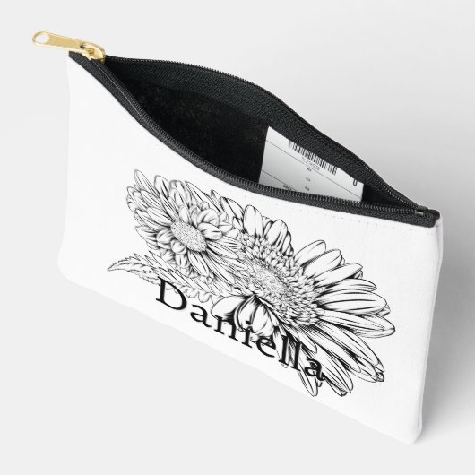 Chrysanthemum Black Line Drawing with Your Name Etui (Open)