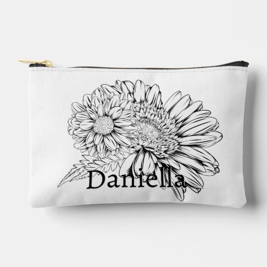 Chrysanthemum Black Line Drawing with Your Name  Etui (Voorkant)