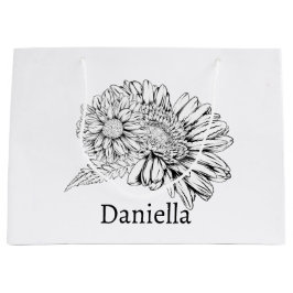 Chrysanthemum Black Line Drawing with Your Name  Groot Cadeauzakje