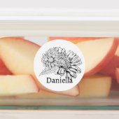 Chrysanthemum Black Line Drawing with Your Name  Labels (Aangebracht)