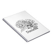 Chrysanthemum Black Line Drawing with Your Name  Notitieboek (Rechterzijde)