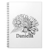 Chrysanthemum Black Line Drawing with Your Name  Notitieboek (Voorkant)