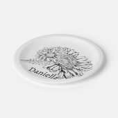 Chrysanthemum Black Line Drawing with Your Name  Papieren Bordje (Gekanteld)