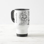 Chrysanthemum Black Line Drawing with Your Name  Reisbeker (Voorkant links)
