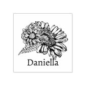 Chrysanthemum Black Line Drawing with Your Name  Rubberstempel (Afrduk)
