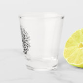 Chrysanthemum Black Line Drawing with Your Name  Shot Glas (Rechts)