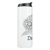 Chrysanthemum Black Line Drawing with Your Name  Thermosbeker (Gedraaid links)