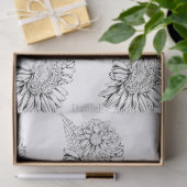 Chrysanthemum Black Line Drawing with Your Name  Tissuepapier (Geschenk)