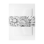 Chrysanthemum Black Line Drawing with Your Name  Uitnodigingen Wikkel (Voorkant Voorbeeld)