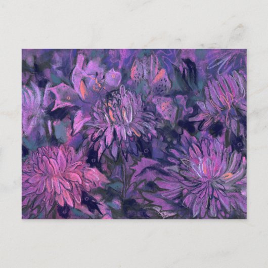 Chrysanthemum Bloem Abstracte Floral Paars Violet Briefkaart (Voorkant)