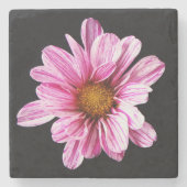 Chrysanthemum bloem coastercna stenen onderzetter (Voorkant)