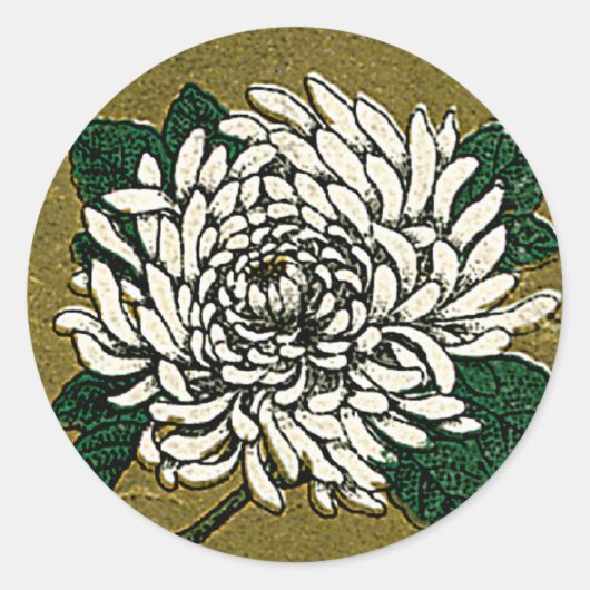 Chrysanthemum Bloem  Japans Silk Label (Voorkant)