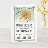 Chrysanthemum Bloem  Japans Silk Label Kaart (Gele Bloem)