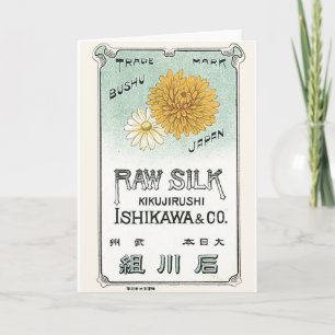 Chrysanthemum Bloem  Japans Silk Label Kaart