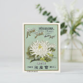 Chrysanthemum Bloem  Japans zijde Etiket Briefkaart (Staand voorkant)