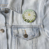 Chrysanthemum Bloem Japans zijde Etiket Ronde Button 5,7 Cm (In situ)