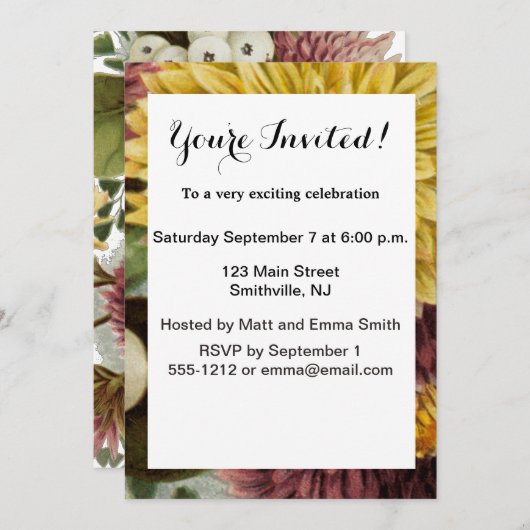 Chrysanthemum Bloem Mum Floral Kaart (Voorkant / Achterkant)