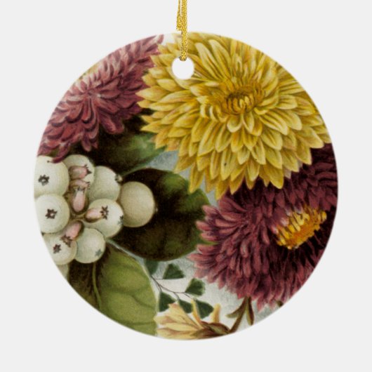 Chrysanthemum Bloem Mum Floral Keramisch Ornament (Achterkant)