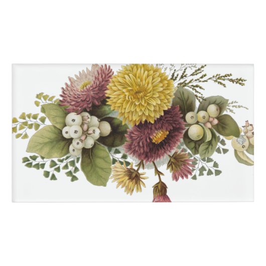 Chrysanthemum Bloem Mum Floral Naambadge (Voorkant)